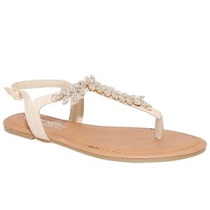 New in Box - T-Strap Sparkle Buckle Flats Sandals